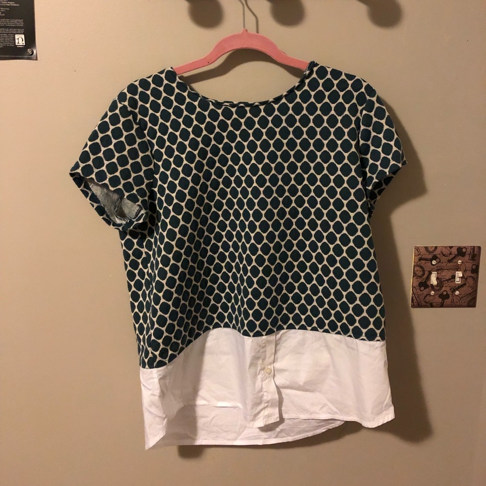 Ann Taylor Blue polka dot Blouse
